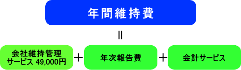 年間維持費=会社維持サービス+年次報告費+会計サービス